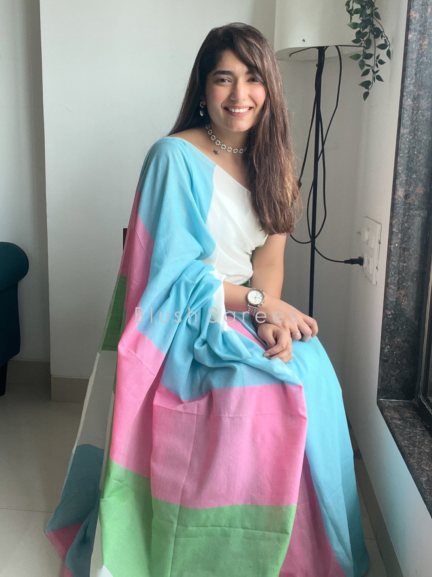 Pastel Panorama Khadi Cotton Saree| BlushSarees.in | - Image 4