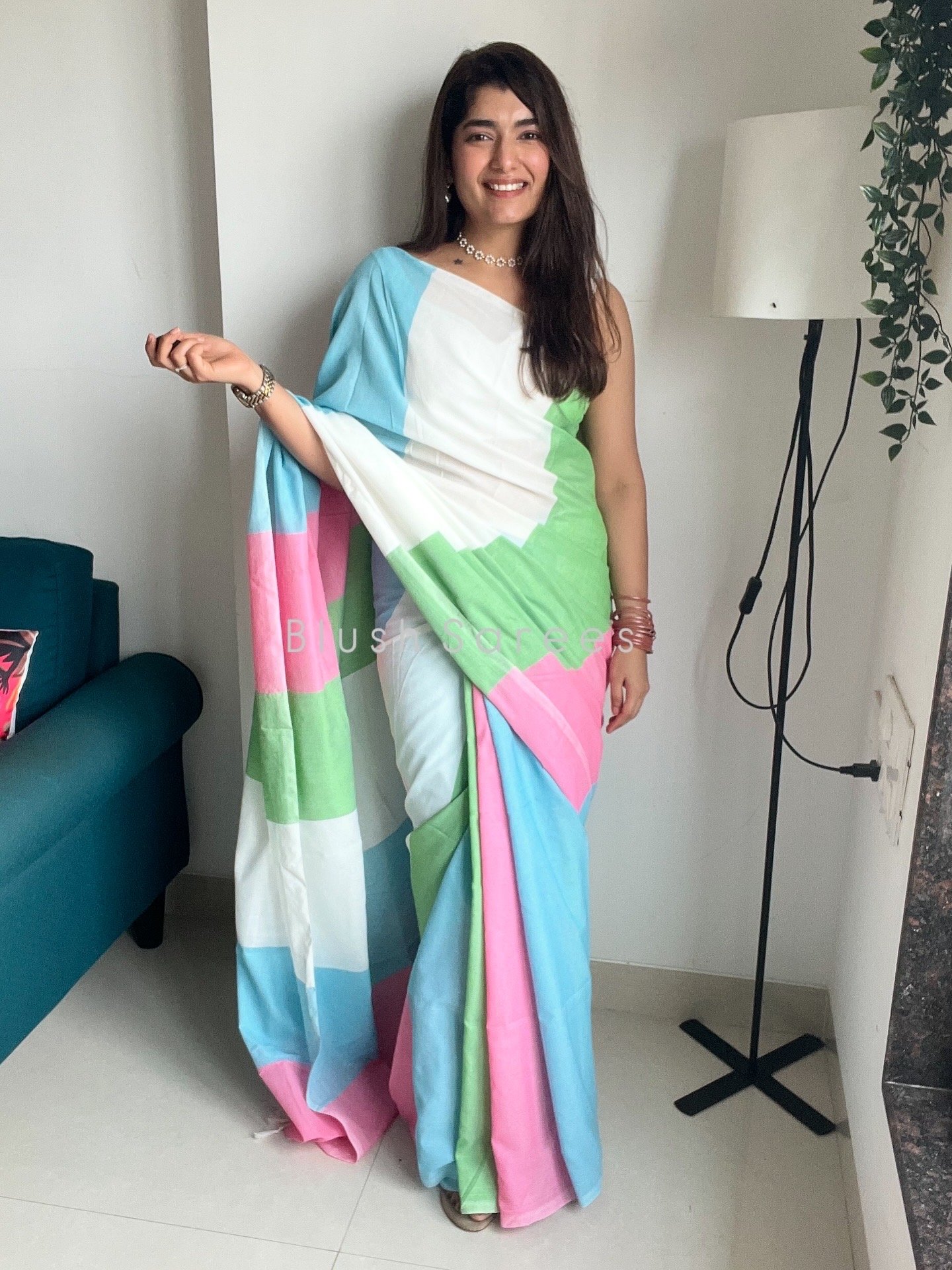 Pastel Panorama Khadi Cotton Saree| BlushSarees.in | - Image 3