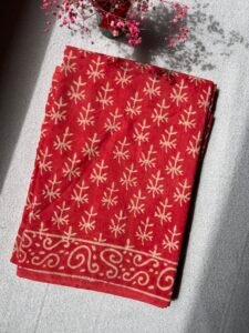 KesarTan Handblock printed Mulmul cotton Saree