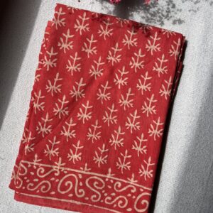 KesarTan Handblock printed Mulmul cotton Saree
