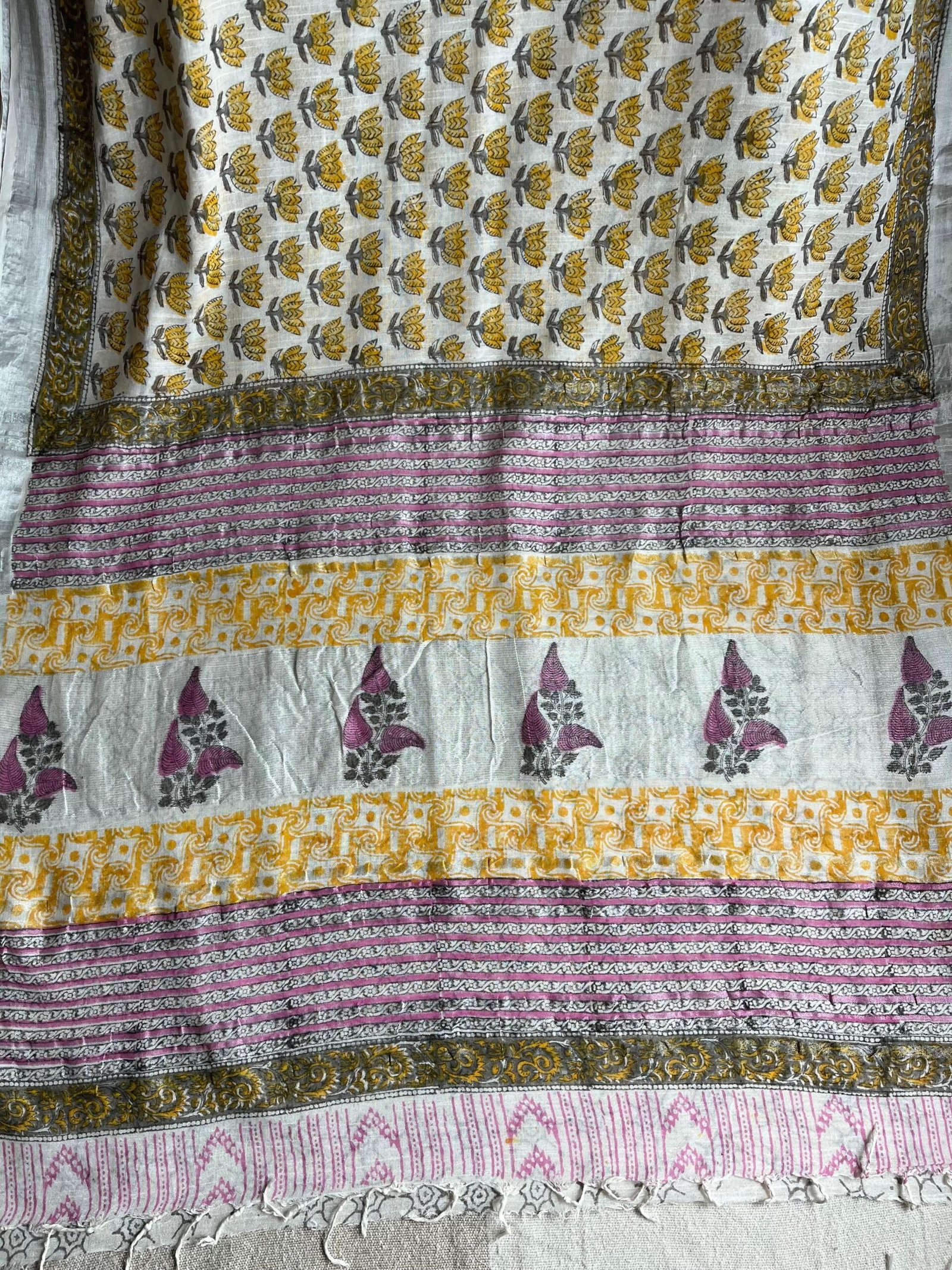 Sunlit Petals Linen Cotton Saree | BlushSarees.in | - Image 2