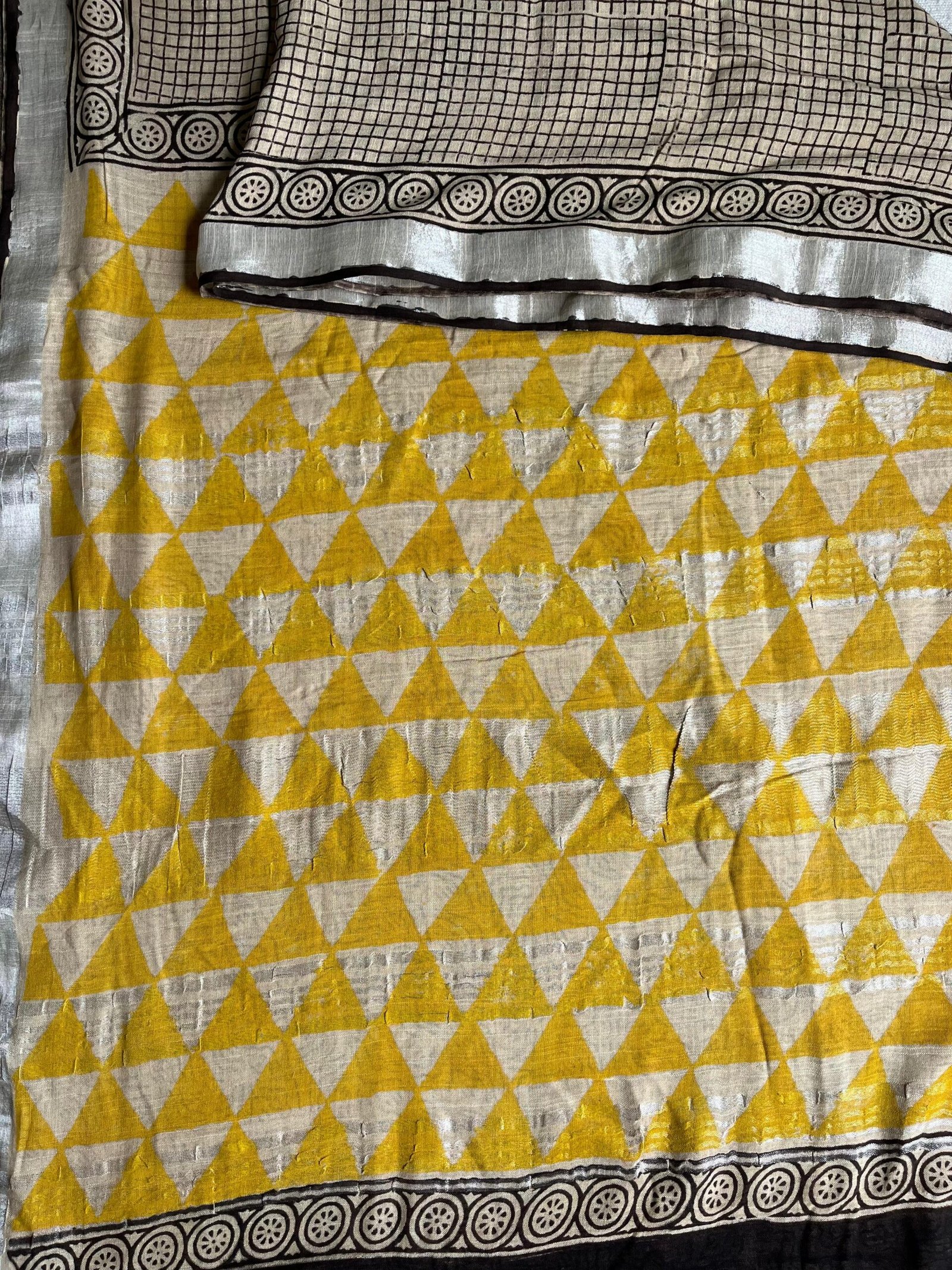 Sunset Geometry Linen Cotton Saree | BlushSarees.in | - Image 2