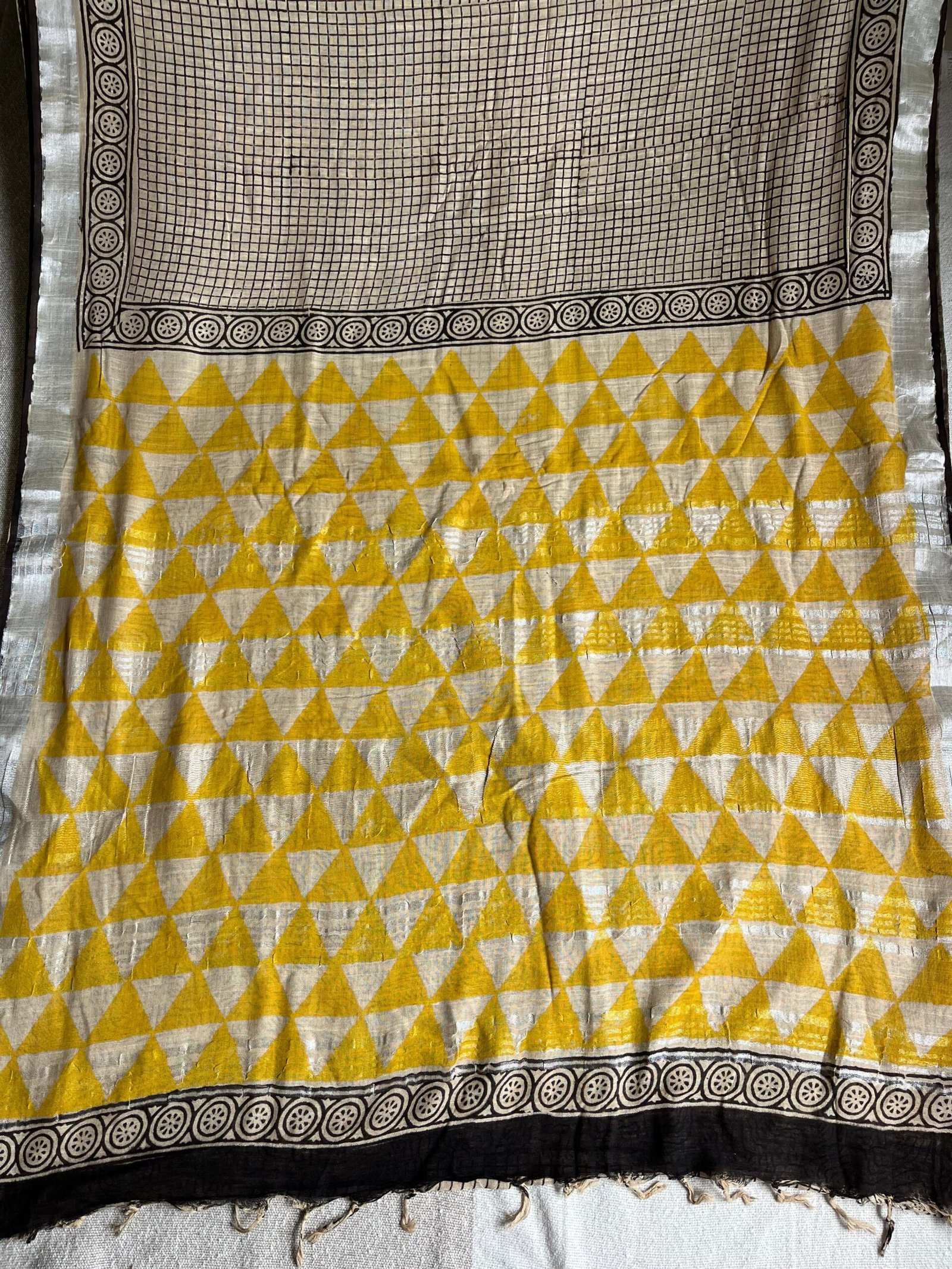 Sunset Geometry Linen Cotton Saree | BlushSarees.in | - Image 3