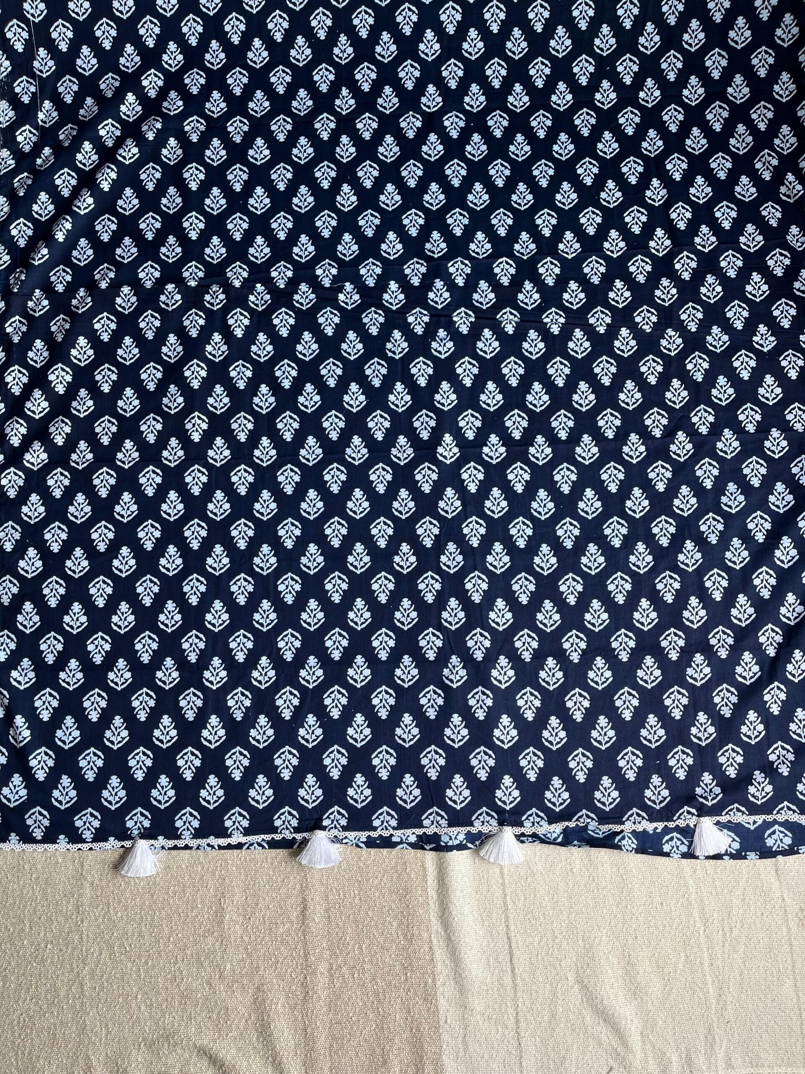 Neel Kamal Indigo Cotton Saree with Tassels| BlushSarees.in| - Image 2