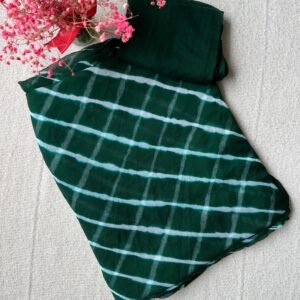 Bottle Green Chiffon Georgette Leheriya Saree | BlushSarees.in |